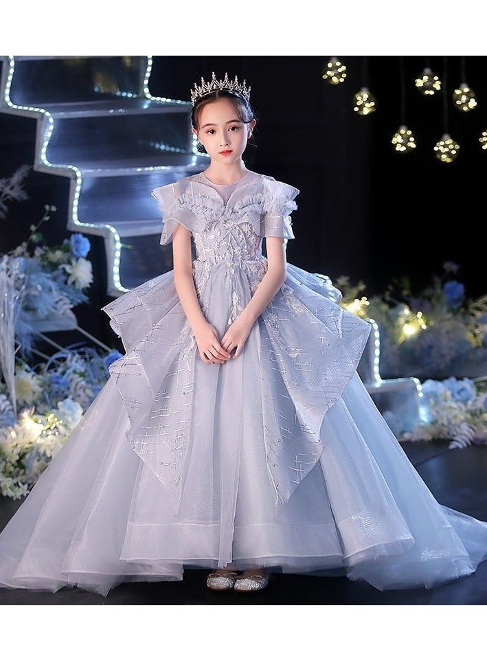 Children's High-End Fluffy Gauze Runway Performance Dress