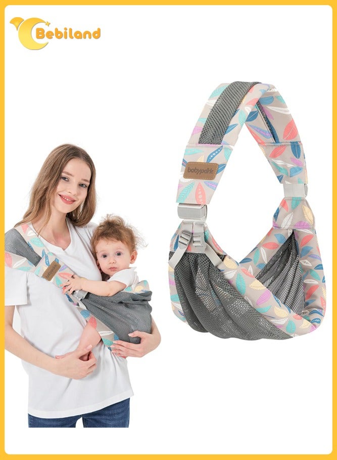 Portable Breathable Baby Adjustable Sling, 3D Mesh Fabric Wrap Baby Carrier, Comfortable Carrier Wrap for Newborn up to 3-36 Months (Leaf)