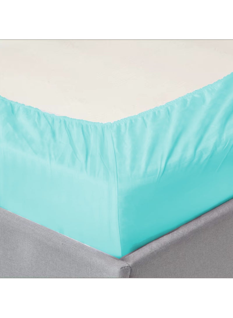 Cotton Tc180 Fitted Bed Sheets +  Pillow Covers, King/Queen/Double/Single Sizes, Color Aqua