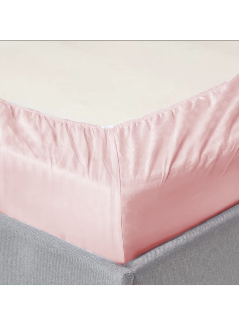 Cotton Tc180 Fitted Bed Sheets +  Pillow Covers, King/Queen/Double/Single Sizes, Color Pink