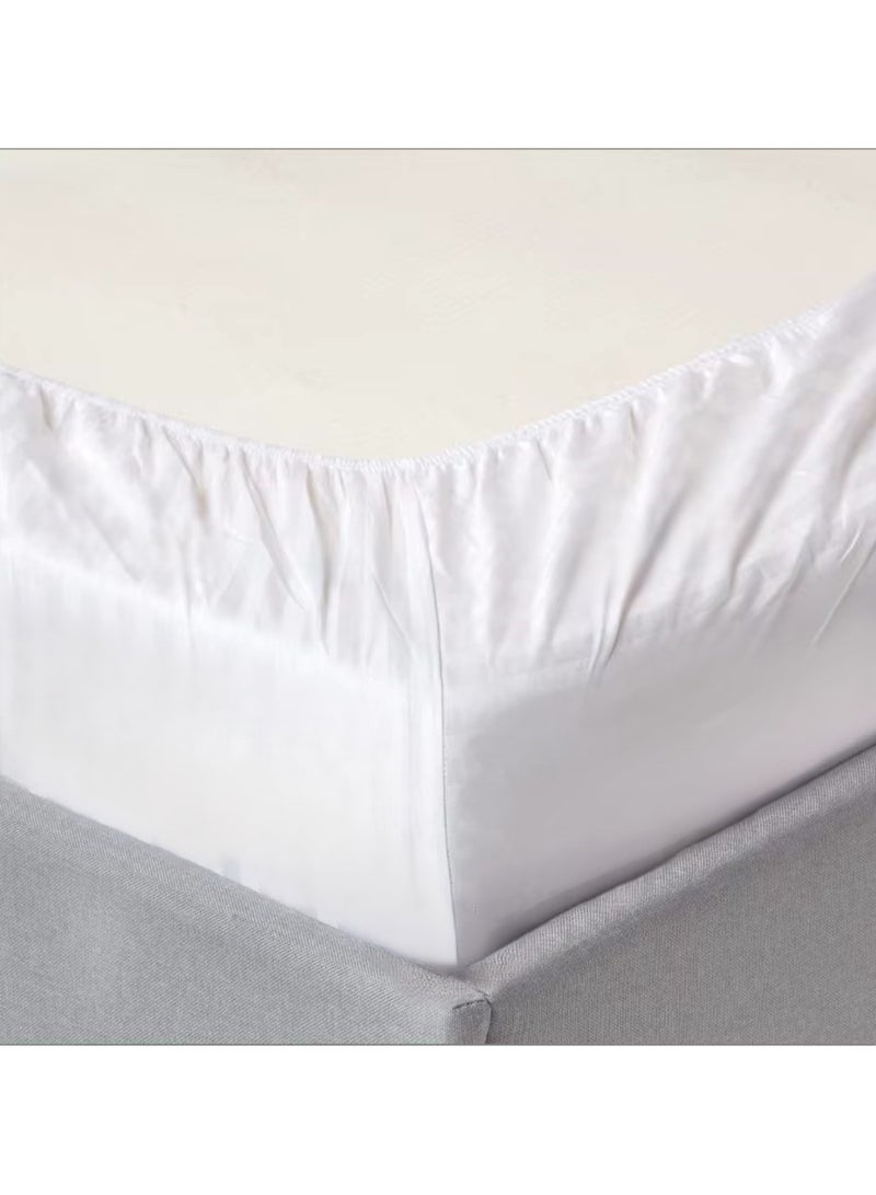 Cotton Tc180 Fitted Bed Sheets +  Pillow Covers, King/Queen/Double/Single Sizes, Color White