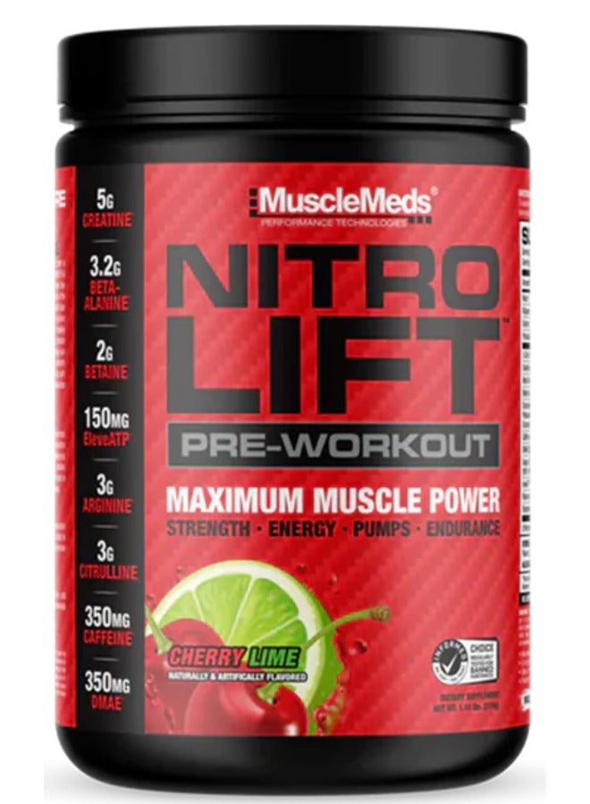 Musclemeds Nitro Lift Pre-workout Cherry Lime Flavour 522gram