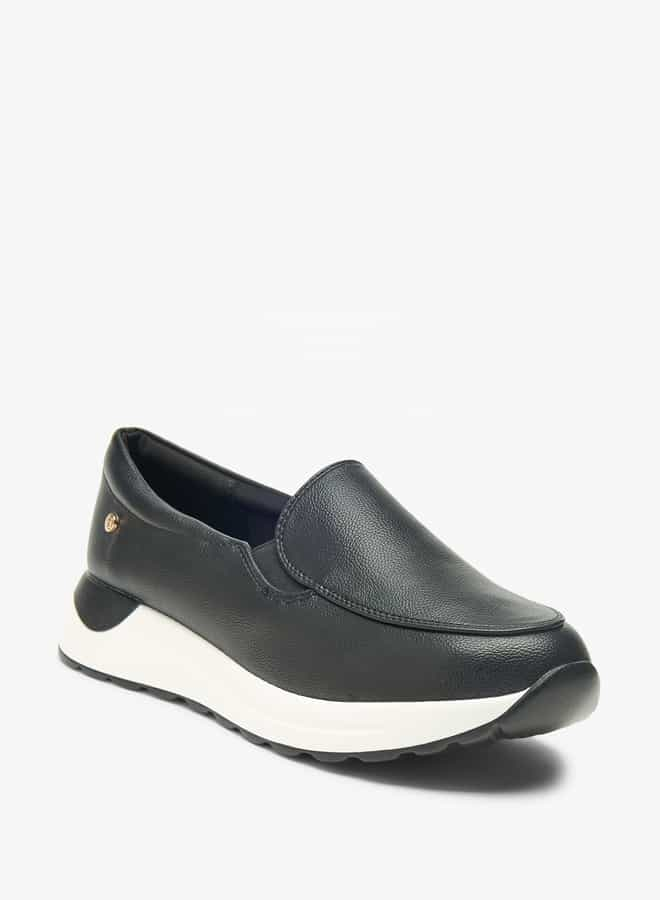 Women Solid Slip-On Loafers with Platform Heels