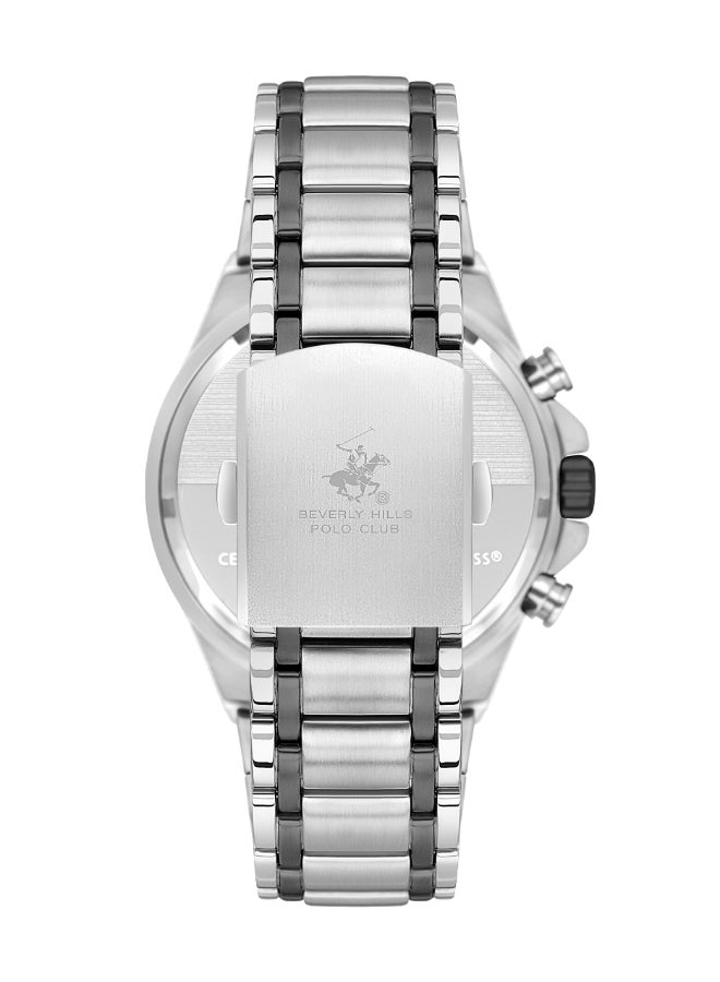 Beverly Hills Polo Club Men's Watch, Multi Function Display and Metal Strap - BP3612X.350, Silver