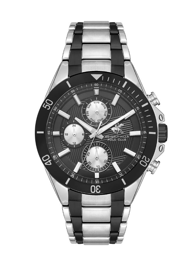 Beverly Hills Polo Club Men's Watch, Multi Function Display and Metal Strap - BP3612X.350, Silver