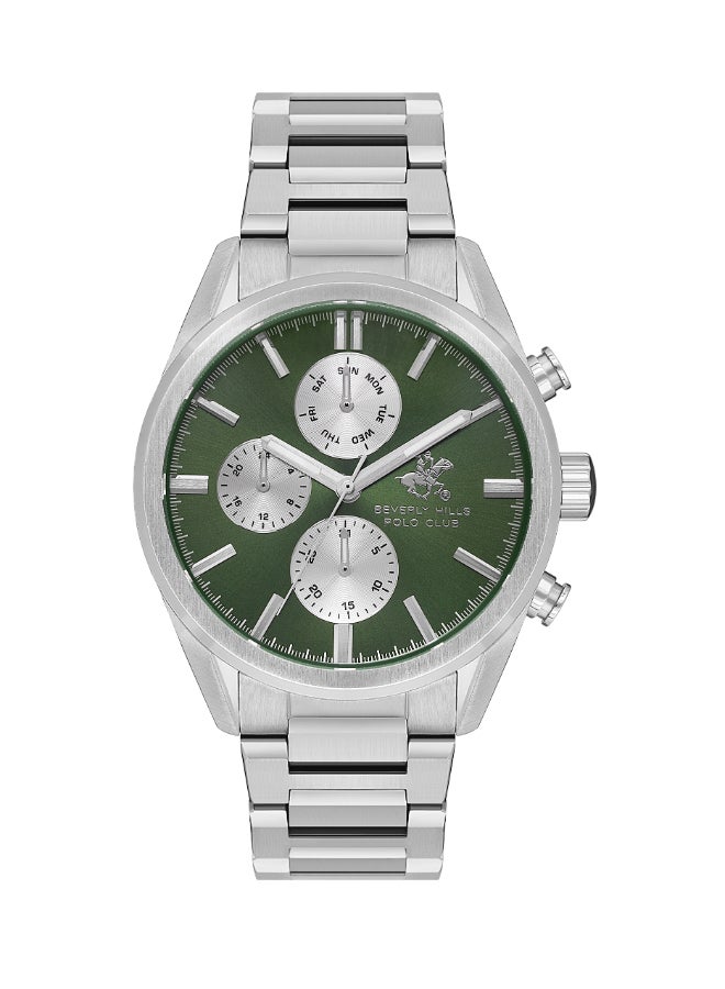 Beverly Hills Polo Club Men's Watch, Multi Function Display and Metal Strap - BP3633X.370, Silver