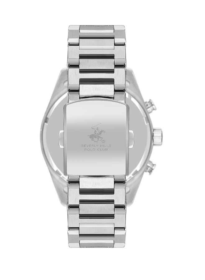 Beverly Hills Polo Club Men's Watch, Multi Function Display and Metal Strap - BP3633X.370, Silver