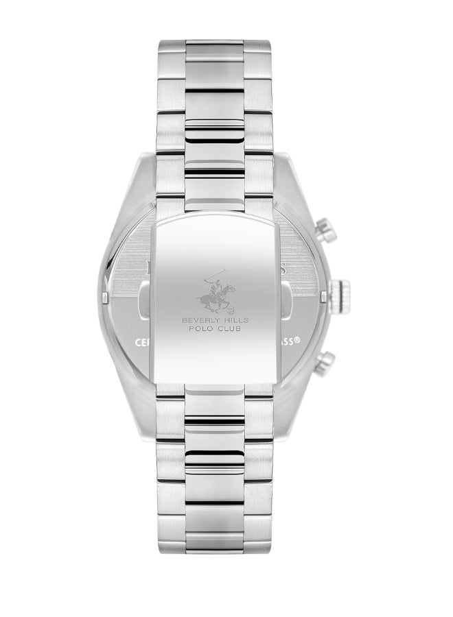 Beverly Hills Polo Club Men's Watch, Multi Function Display and Metal Strap - BP3618X.330, Silver