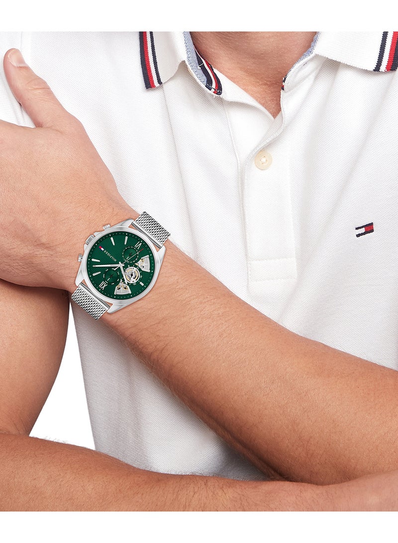 TOMMY HILFIGER ROUND ANALOG MEN'S GREEN CASE WATCH - 1710647