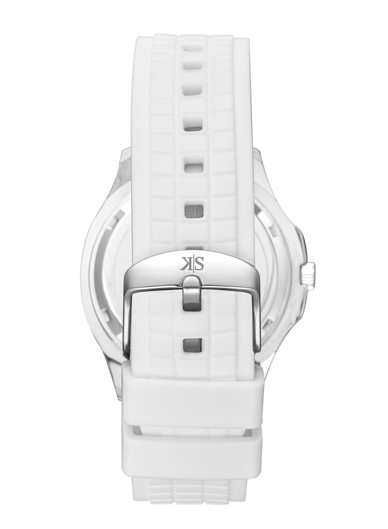 Kenneth Scott Men's Watch, Analog Display and Silicone Strap - K24014-SSWW, White