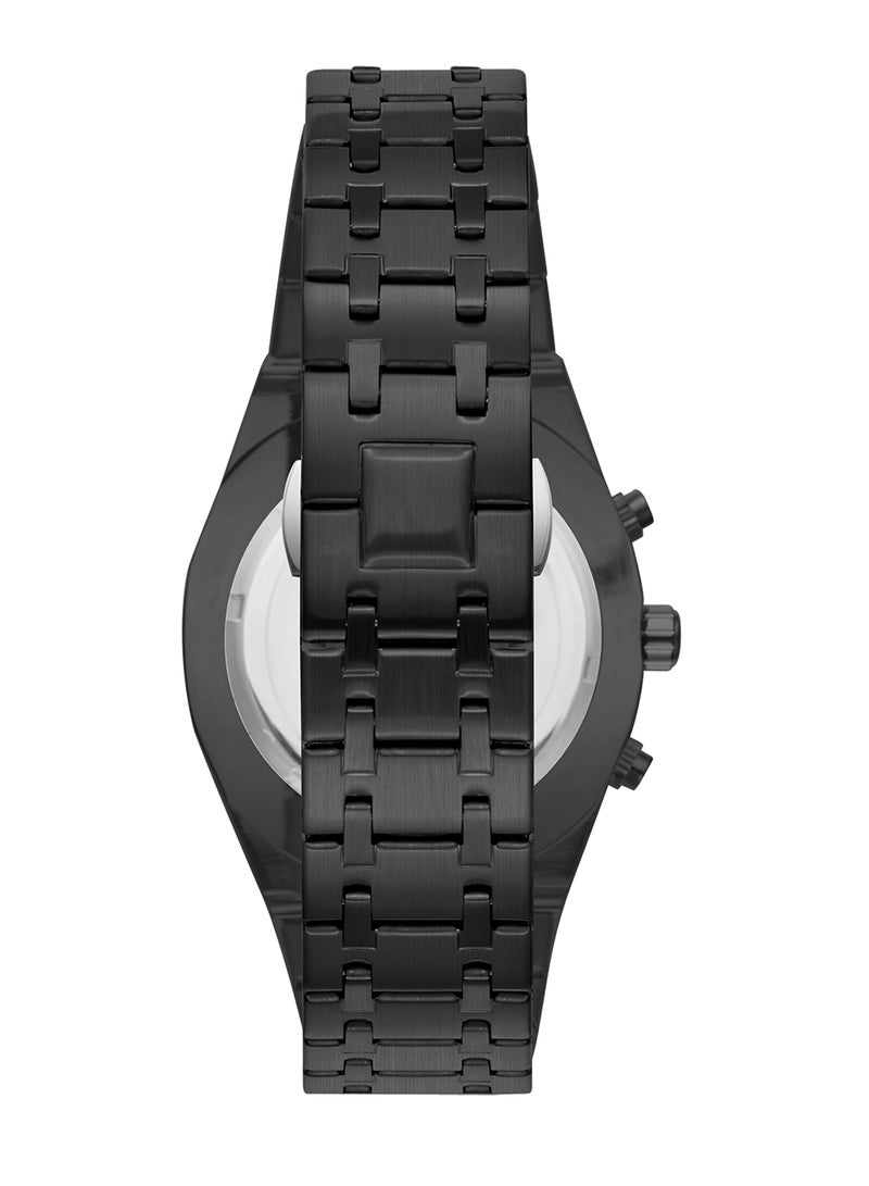 Kenneth Scott Men's Watch, Mult Function Display and Stainless Steel Strap - K24112-BBBB, Black