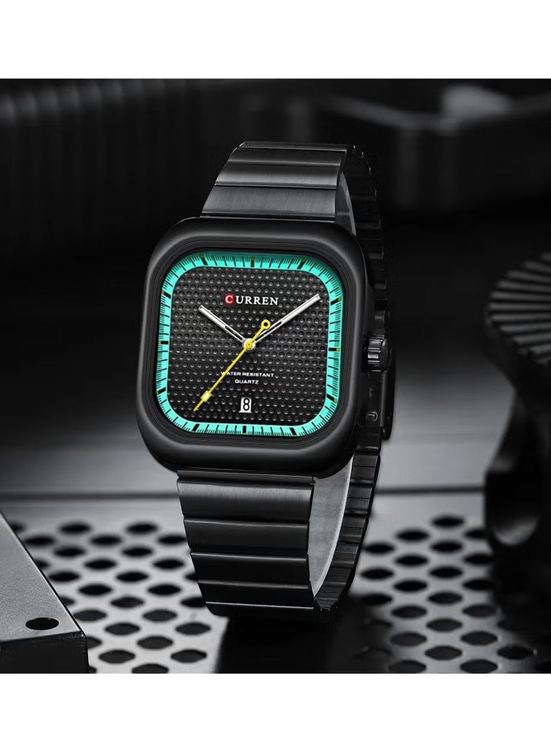 Curren 8460 Casual Steel Strap Square Men Quartz Watch