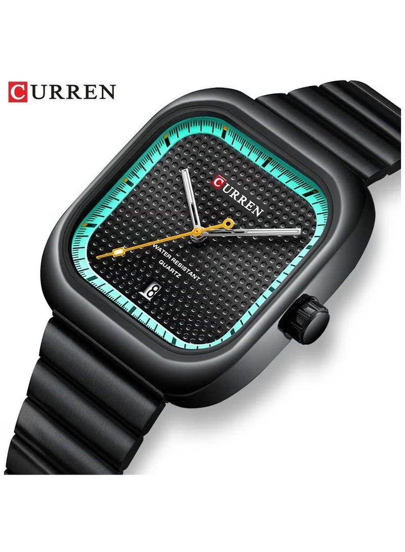 Curren 8460 Casual Steel Strap Square Men Quartz Watch