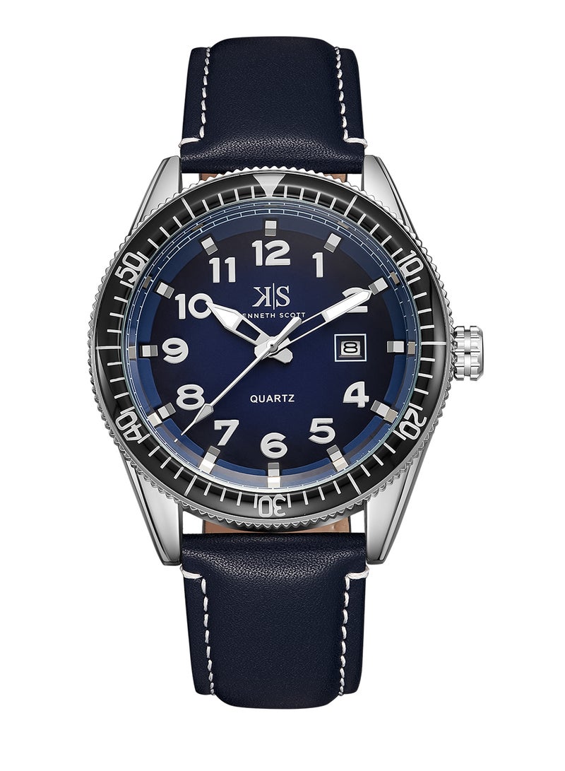 Kenneth Scott Men's Navy Blue Dial Analog Watch - K23028-SLNN