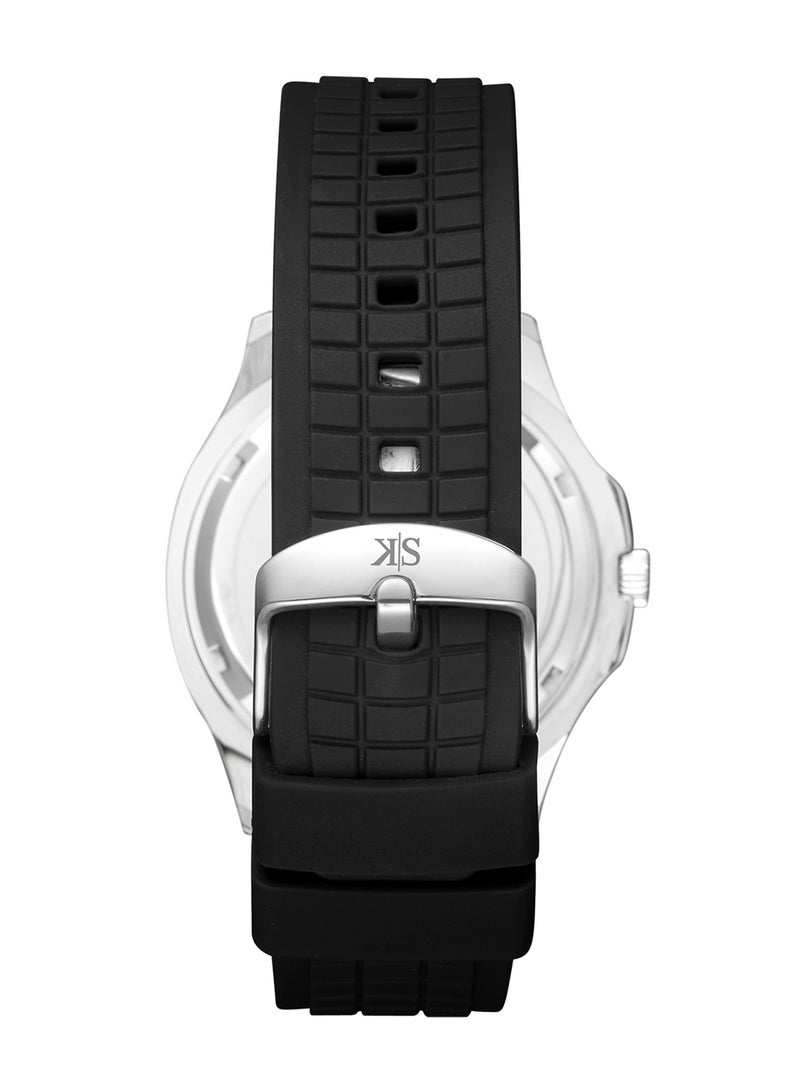 Kenneth Scott Men's Watch, Analog Display and Silicone Strap - K24014-SSBB, Black