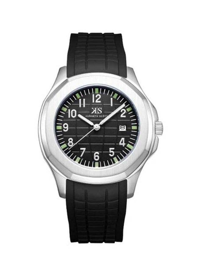 Kenneth Scott Men's Watch, Analog Display and Silicone Strap - K24014-SSBB, Black