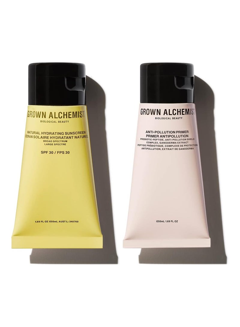 Save Face Kit Anti Pollution Primer and Ultra Sheer Natural Hydrating Sunscreen SPF 30 Lightweight Cream Boosts Hydration Silicone Free With Natural Zinc Oxide For All Skin Types