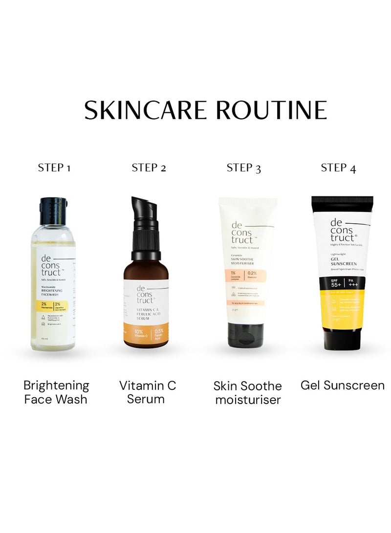 Deconstruct Sun Protect Duo | 10% Vitamin C Face Serum (30 ml) + Gel Sunscreen (50 g) | Get Glowing Skin with Sun Protection | No White Cast, Non Irritating & Lightweight | Pack of 2