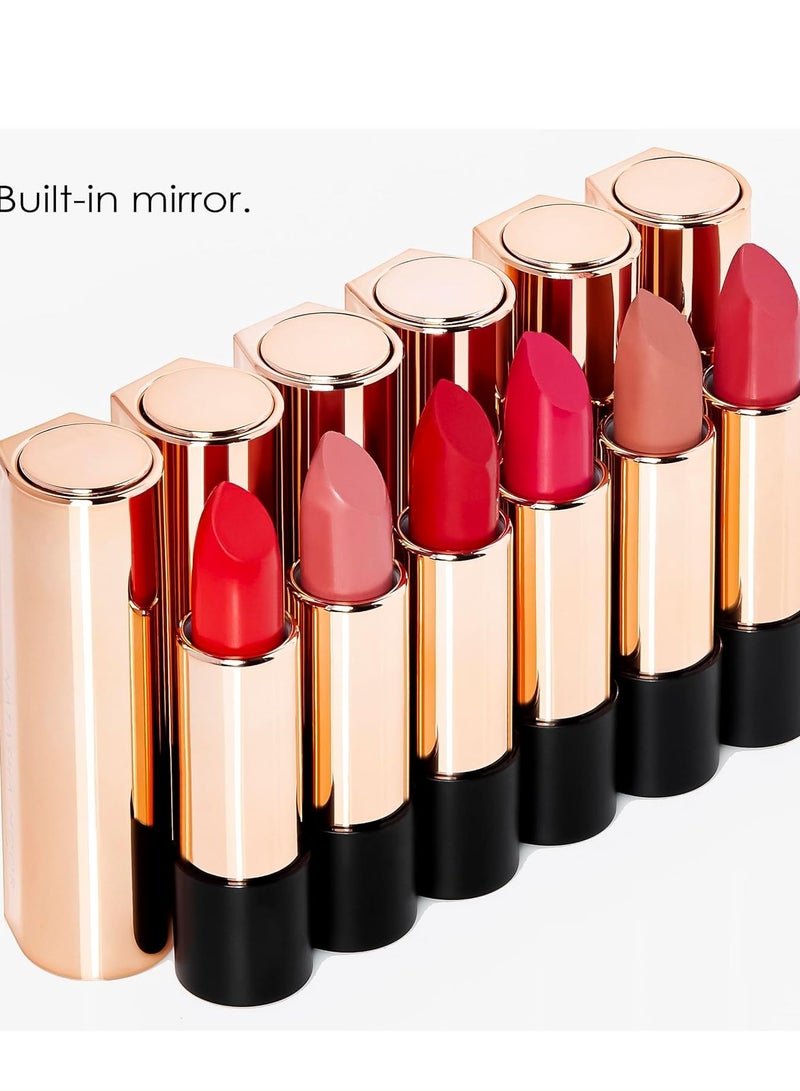 NATASHA MOOR Silk Suede Lipstick: Long-Lasting, Hydrating Semi-Matte Finish - Creamy, Cruelty-Free Formula - Silky Smooth and Highly Pigmented - Mirror for On-the-Go Glamour - MUSE