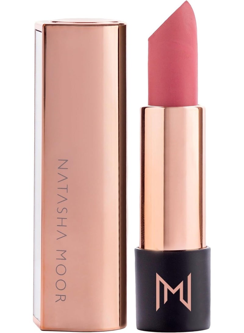 NATASHA MOOR Silk Suede Lipstick: Long-Lasting, Hydrating Semi-Matte Finish - Creamy, Cruelty-Free Formula - Silky Smooth and Highly Pigmented - Mirror for On-the-Go Glamour - MUSE