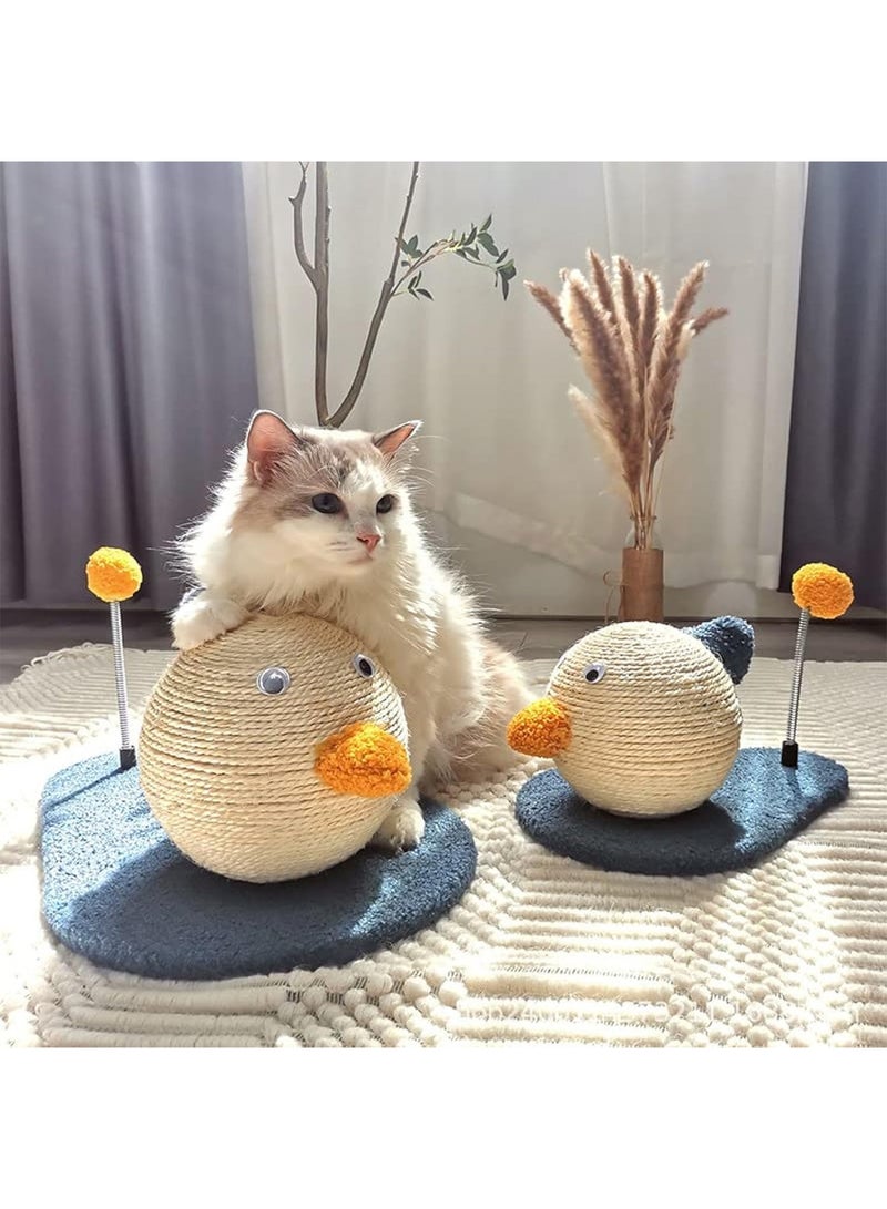 Cat Scratching 2pcs Ball2 in 1Natural Durable Sisal Cat Scratcher Ball and Detachable Spring Plush Cat Ball Toy for Indoor Cats and Kittens 2pcs set