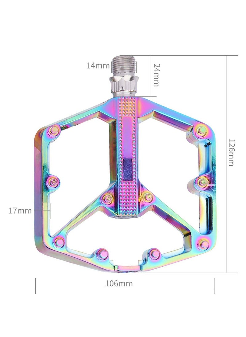 Bike Pedals, Aluminum Alloy Bicycle Pedals, Mountain Bike Pedal with Removable Anti-Skid Nails for Road/MTB Bike, Gifts for Cycling Enthusiasts (Colorful)