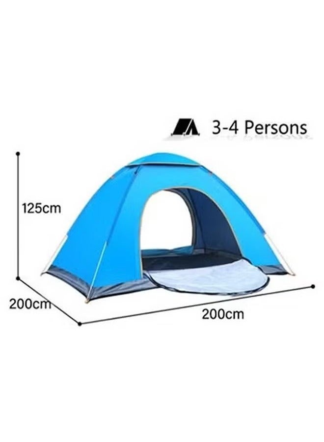 Portable Automatic Pop-Up Tent, Beach Tent Camping Tent, Suitable For 3-4 People Blue