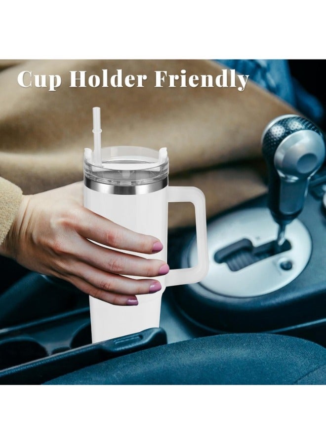 40 oz Stainless Steel Tumbler with Straw Coffee Cup Thermos Travel Cup Vacuum Insulated Water Bottle for Home Office Car or Gym Reusable Cup with Straw Leak Resistant Flip