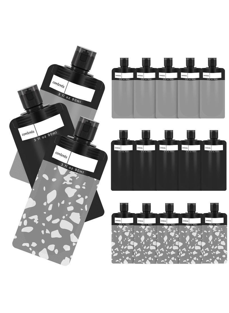 18 PCS Travel Refillable Empty Squeeze Pouch, Portable Liquid Packing Bags, Leakproof Cosmetic Containers Travel Lotion/Shampoo Stand-Up Bags Refillable Travel Toiletry Accessories, 3fl oz 90ml