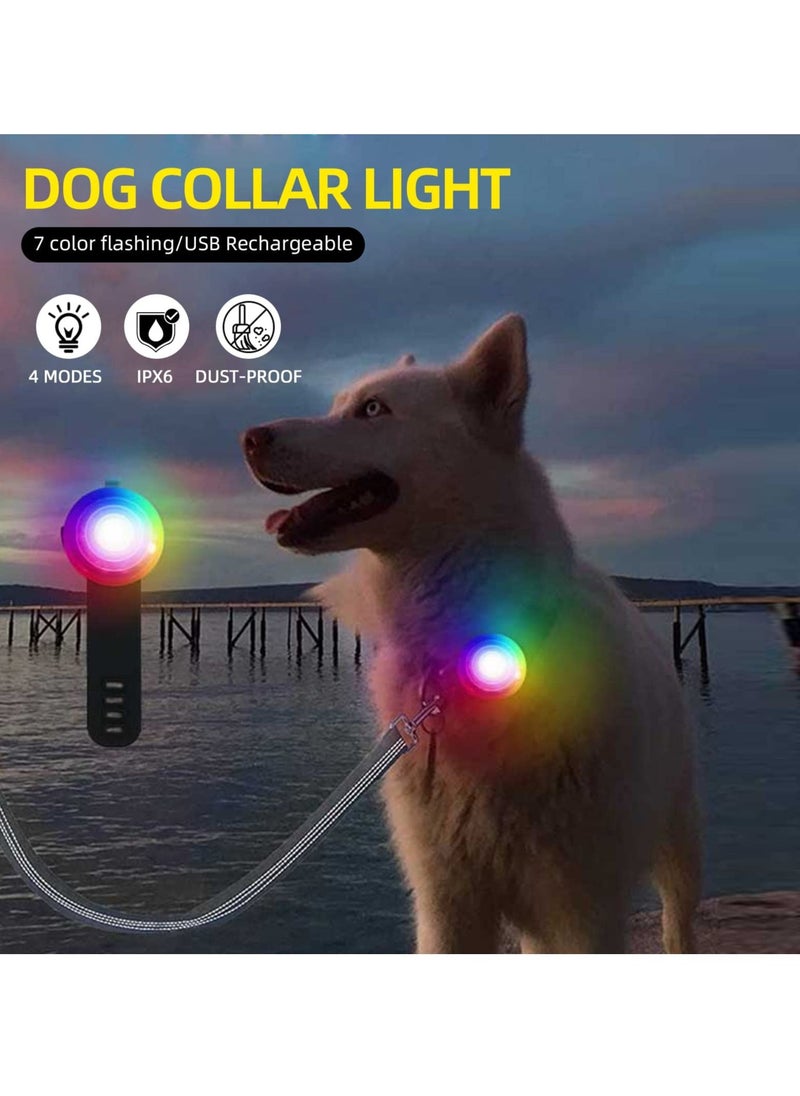 2 Pcs Dog Collar Lights, Led Light for Dog Collar Rechargeable Waterproof Safety Light IPX6 Waterproof & 4 Modes Light for Pet Pup Large Dogs for Night Walking (Black & Green)