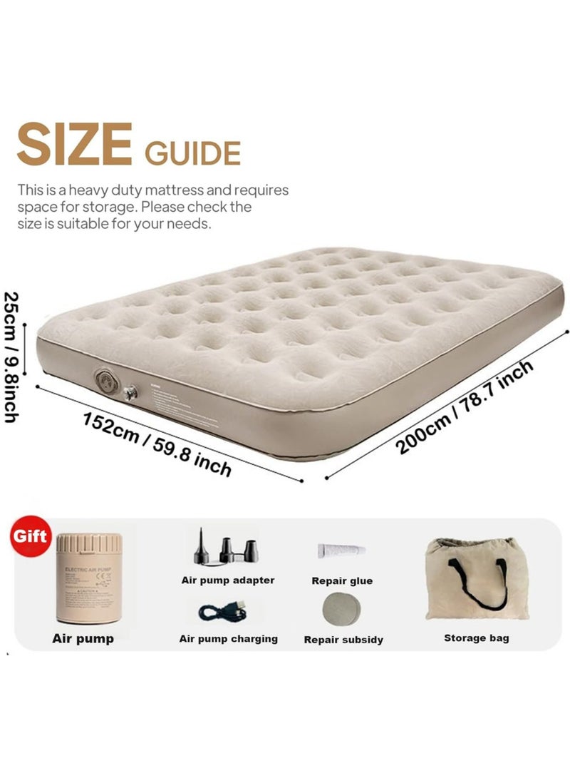 Inflatable Air Mattress Self-Inflating Sleeping Mats Twin Air Bed with Built-in Pump Blow Up Mattress 300lb Capacity Inflation Airbed for Camping Home Trunk Bed Travel (Double Person/Low)