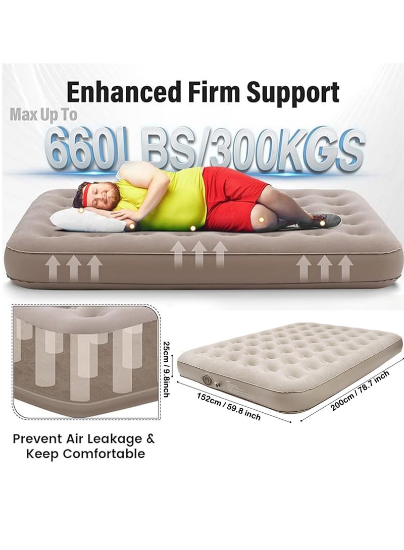 Inflatable Air Mattress Self-Inflating Sleeping Mats Twin Air Bed with Built-in Pump Blow Up Mattress 300lb Capacity Inflation Airbed for Camping Home Trunk Bed Travel (Double Person/Low)