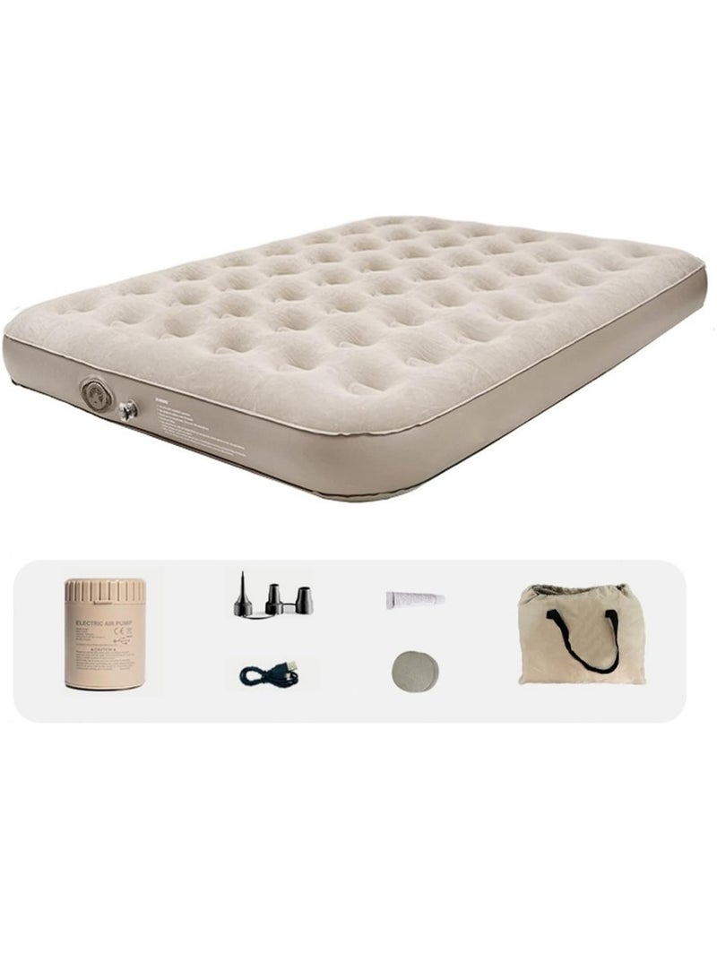 Inflatable Air Mattress Self-Inflating Sleeping Mats Twin Air Bed with Built-in Pump Blow Up Mattress 300lb Capacity Inflation Airbed for Camping Home Trunk Bed Travel (Double Person/Low)