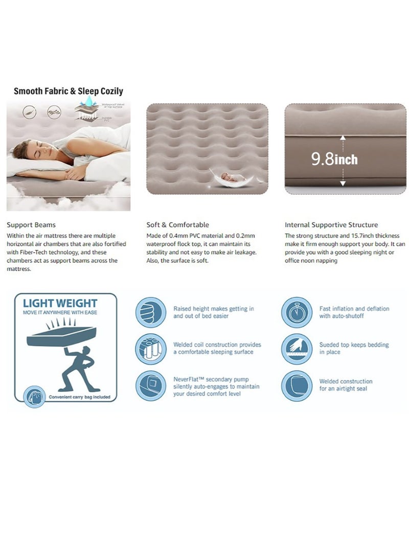 Air Mattress Self-Inflating Sleeping Pad Single Air Bed with Built-In Pump Air Mattress 300 Lbs Capacity Camping Home Luggage Bed Travel Air Bed (Single/Low)