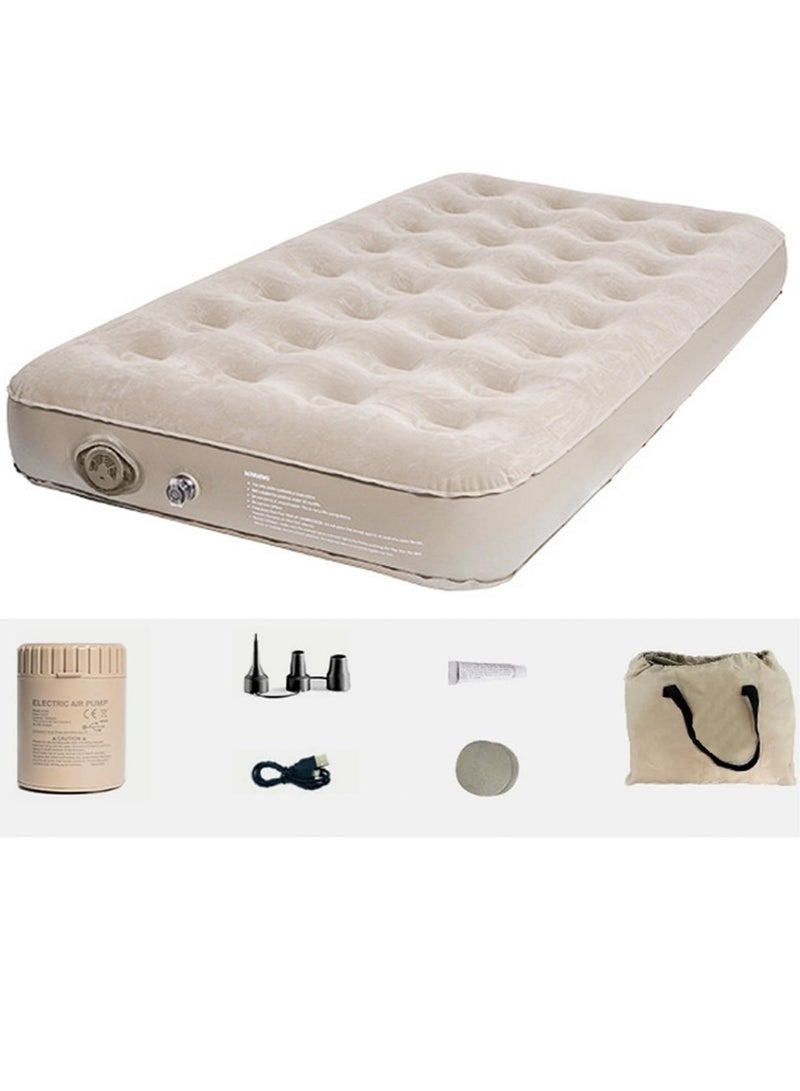 Air Mattress Self-Inflating Sleeping Pad Single Air Bed with Built-In Pump Air Mattress 300 Lbs Capacity Camping Home Luggage Bed Travel Air Bed (Single/Low)