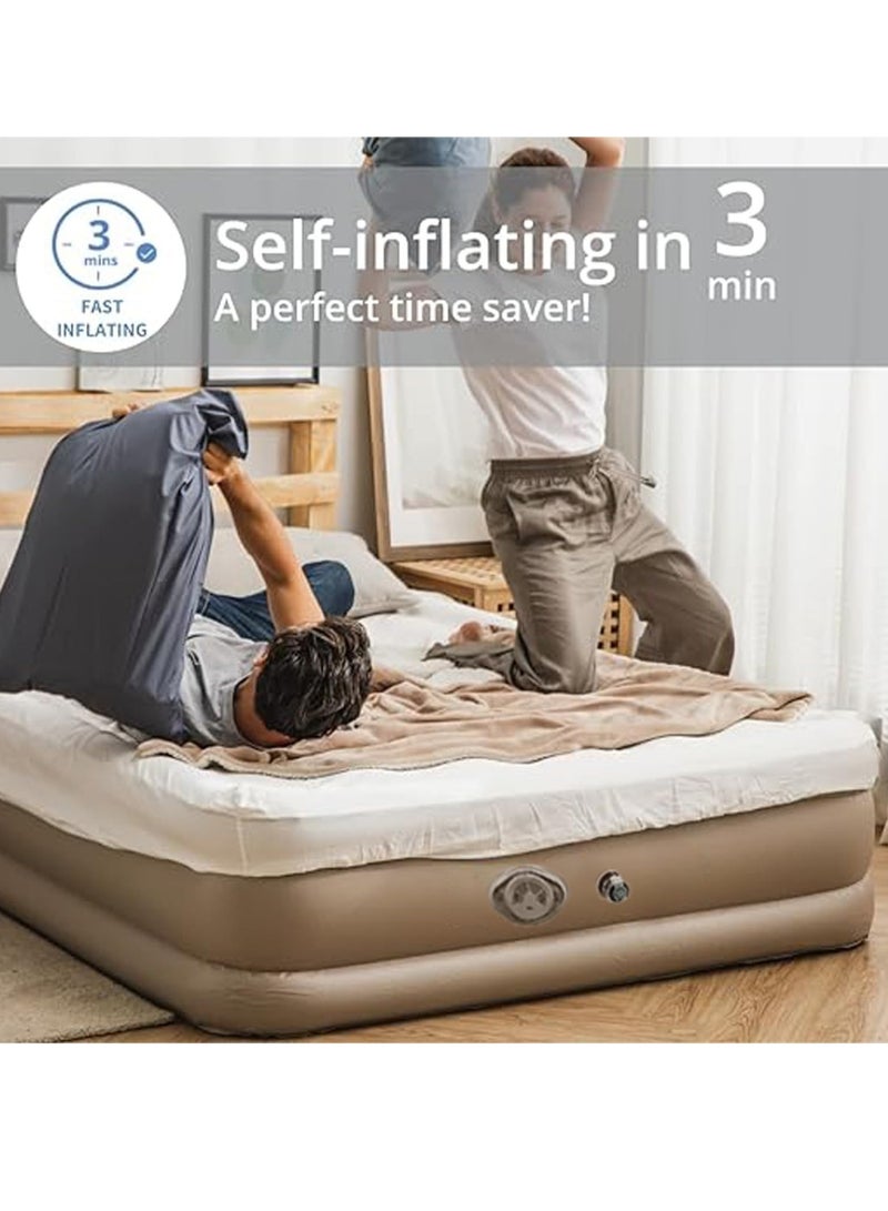 Air Mattress Self-Inflating Sleeping Pad Single Air Bed with Built-In Pump Air Mattress 300 Lbs Capacity Camping Home Luggage Bed Travel Air Bed (Single/Low)