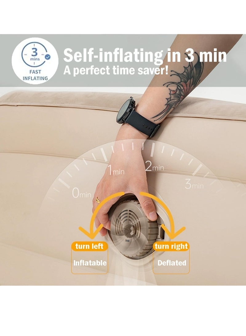 Air Mattress Self-Inflating Sleeping Pad Single Air Bed with Built-In Pump Air Mattress 300 Lbs Capacity Camping Home Luggage Bed Travel Air Bed (Single/Low)
