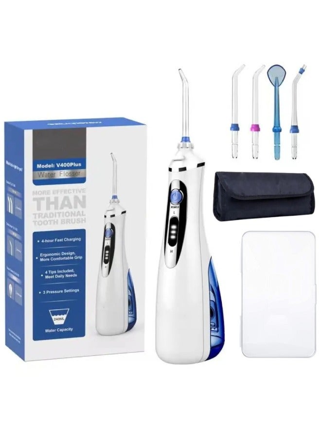 240ml Tank Cordless Water Flosser Professional Dental Oral Irrigator Portable and Rechargeable IPX7 Waterproof Water Flossing for Teeth Cleaning Electric Dental Water Flosser Teeth Cleaner