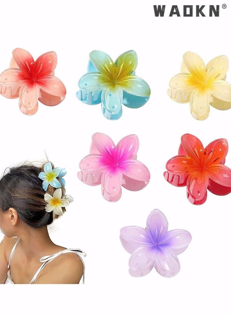 6 Pcs Flower Claw Clips Flower Hair Clips for Women Girls Thick Hair Matte Big Hair Claw Clips Non Slip Strong Hold Hair Catch Clamps Barrettes Headwear Accessories for Thin Hair (6Pcs Multicolor)