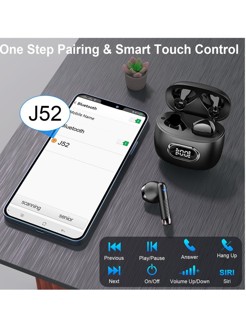 Wireless Earbuds, Bluetooth 5.3 Headphones with Stereo Bass, 42H Playtime, In-Ear Earphones, Noise Cancelling, USB-C, LED Display, IP7 Waterproof Sport Headset for Android and iOS