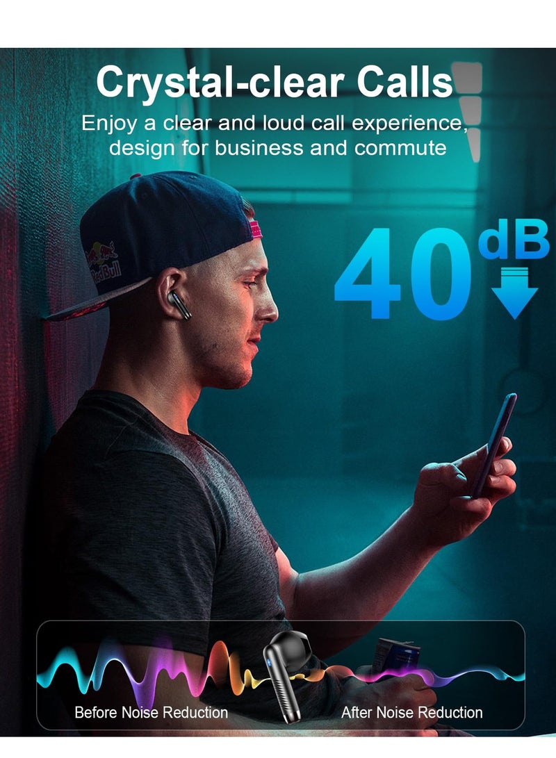 Wireless Earbuds, Bluetooth 5.3 Headphones with Stereo Bass, 42H Playtime, In-Ear Earphones, Noise Cancelling, USB-C, LED Display, IP7 Waterproof Sport Headset for Android and iOS