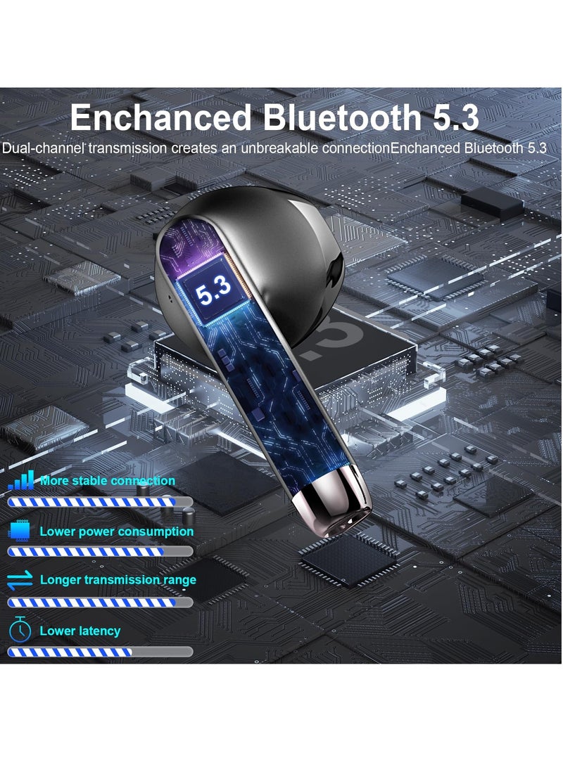 Wireless Earbuds, Bluetooth 5.3 Headphones with Stereo Bass, 42H Playtime, In-Ear Earphones, Noise Cancelling, USB-C, LED Display, IP7 Waterproof Sport Headset for Android and iOS