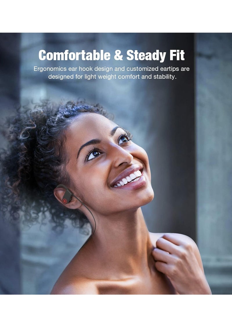 Neckband Bluetooth Headphones, 16 Hours Playtime Bluetooth Earbuds, Running Headphones with Clear Calls, Stereo Sound, In-Ear Earphones, IPX7 Waterproof Wireless Earbuds for Workout (Black)