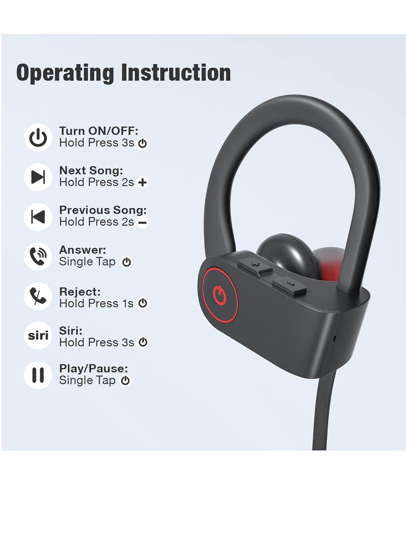 Neckband Bluetooth Headphones, 16 Hours Playtime Bluetooth Earbuds, Running Headphones with Clear Calls, Stereo Sound, In-Ear Earphones, IPX7 Waterproof Wireless Earbuds for Workout (Black)