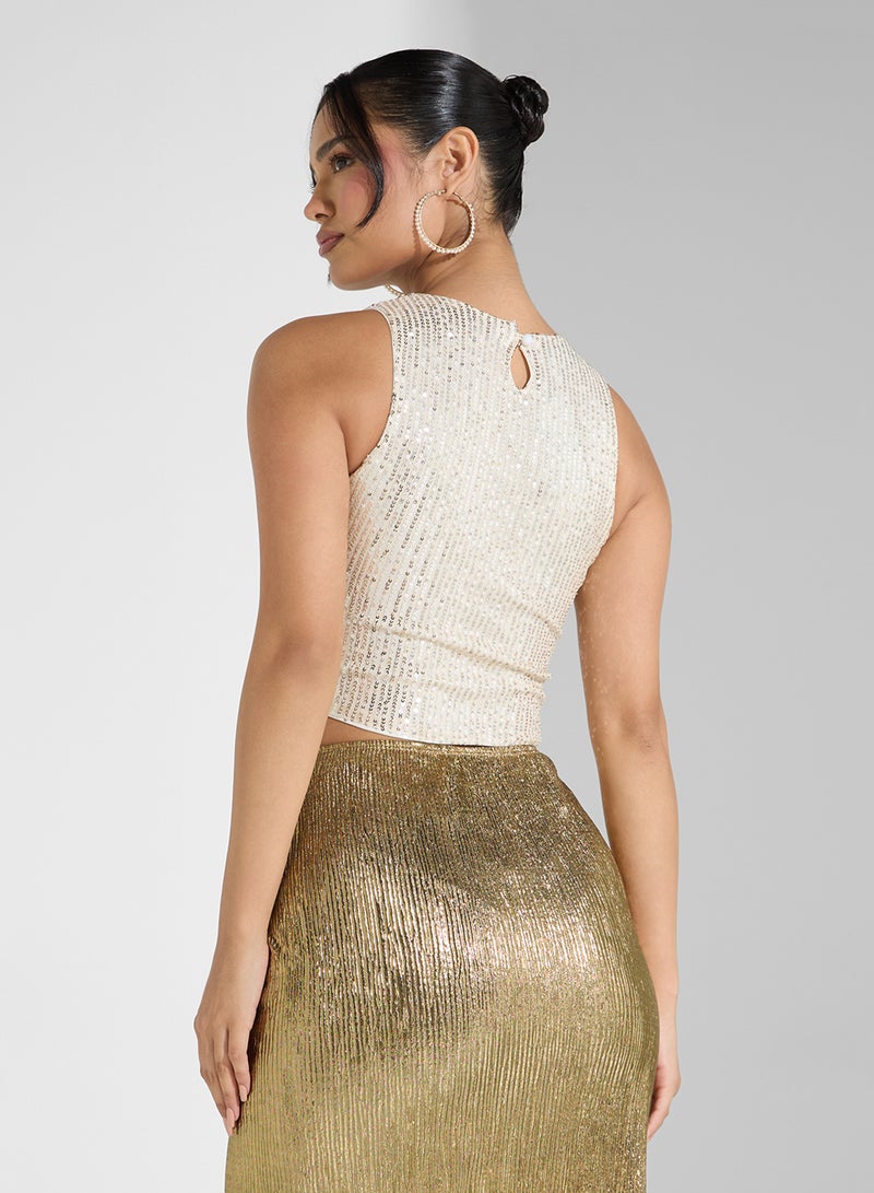 Gold Sequin Embellished Top