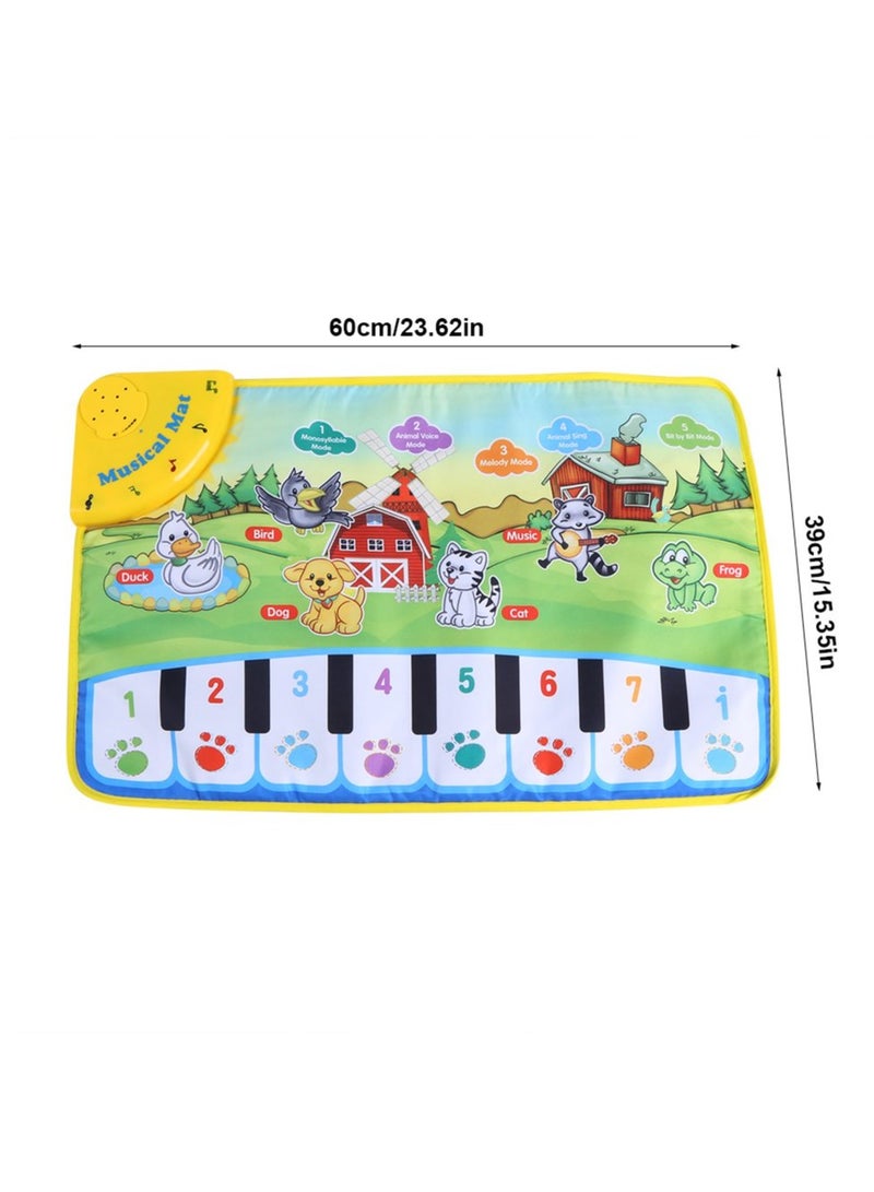 Piano Music Dance Mat, 60 x 39 cm Music Carpet Mat, Baby Music Mat Children Crawling Piano Carpet Educational Musical Toy Kids Gift