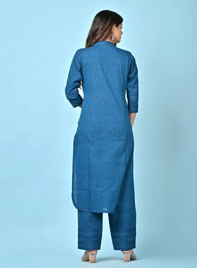 Tealblue Pintuck Kurta Pant Set