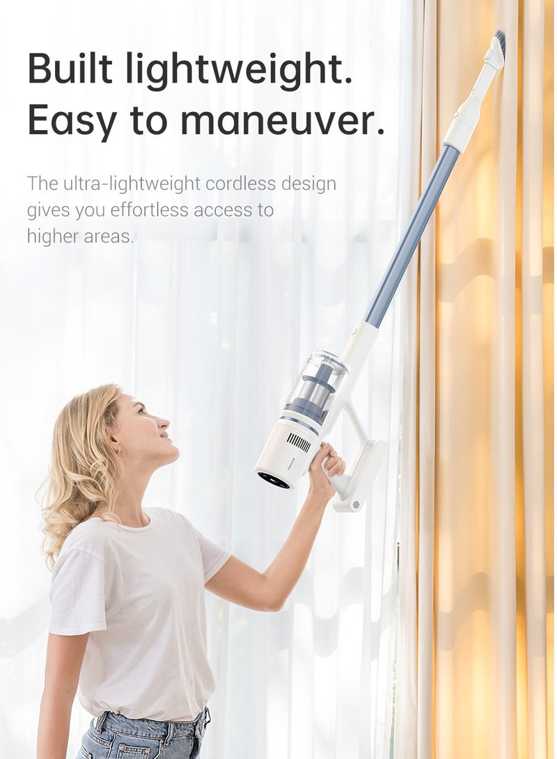 P10 Cordless Stick Vacuum, Cordless Vacuum Cleaner with 20Kpa 100AW Powerful Suction, 50 Minutes Long Runtime, Lightweight Stick Vacuum with Anti-Tangle Brush for Hard Floor, Carpet, Pet Hair 350 W P10 White