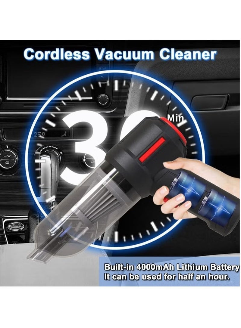 3-in-1 Portable Small Cordless handheld Vacuum Cleaner Rechargeable with 9000PA Powerful Suction for Car/Office/Home, Extension Function to inflate/Deflate for Swimming Ring