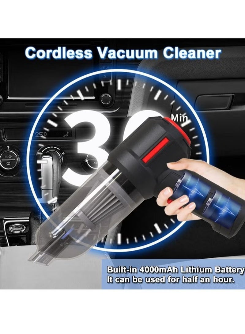 3-in-1 Portable Small Cordless handheld Vacuum Cleaner Rechargeable with 9000PA Powerful Suction for Car/Office/Home, Extension Function to inflate/Deflate for Swimming Ring